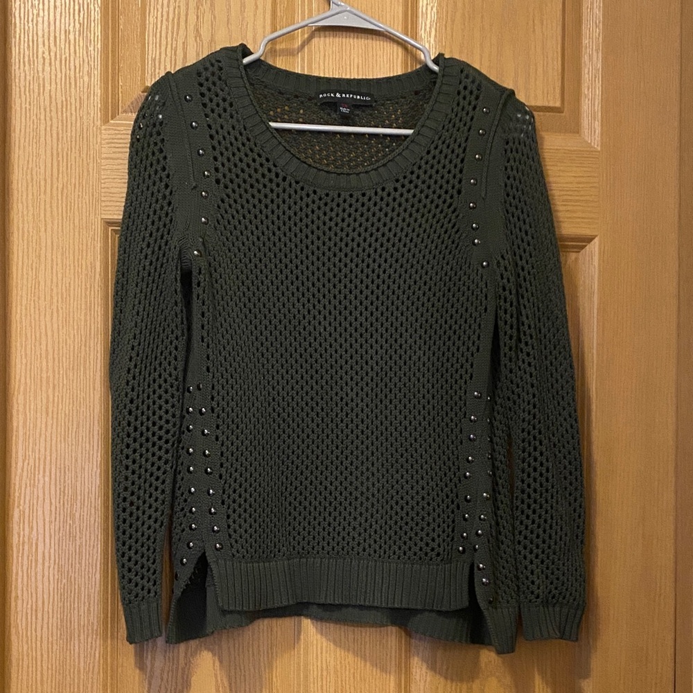 Rock & Republic Olive Studded Sweater